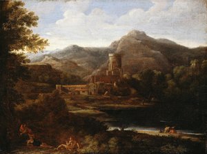 湖の近くの村 作： Gaspard Poussin Dughet